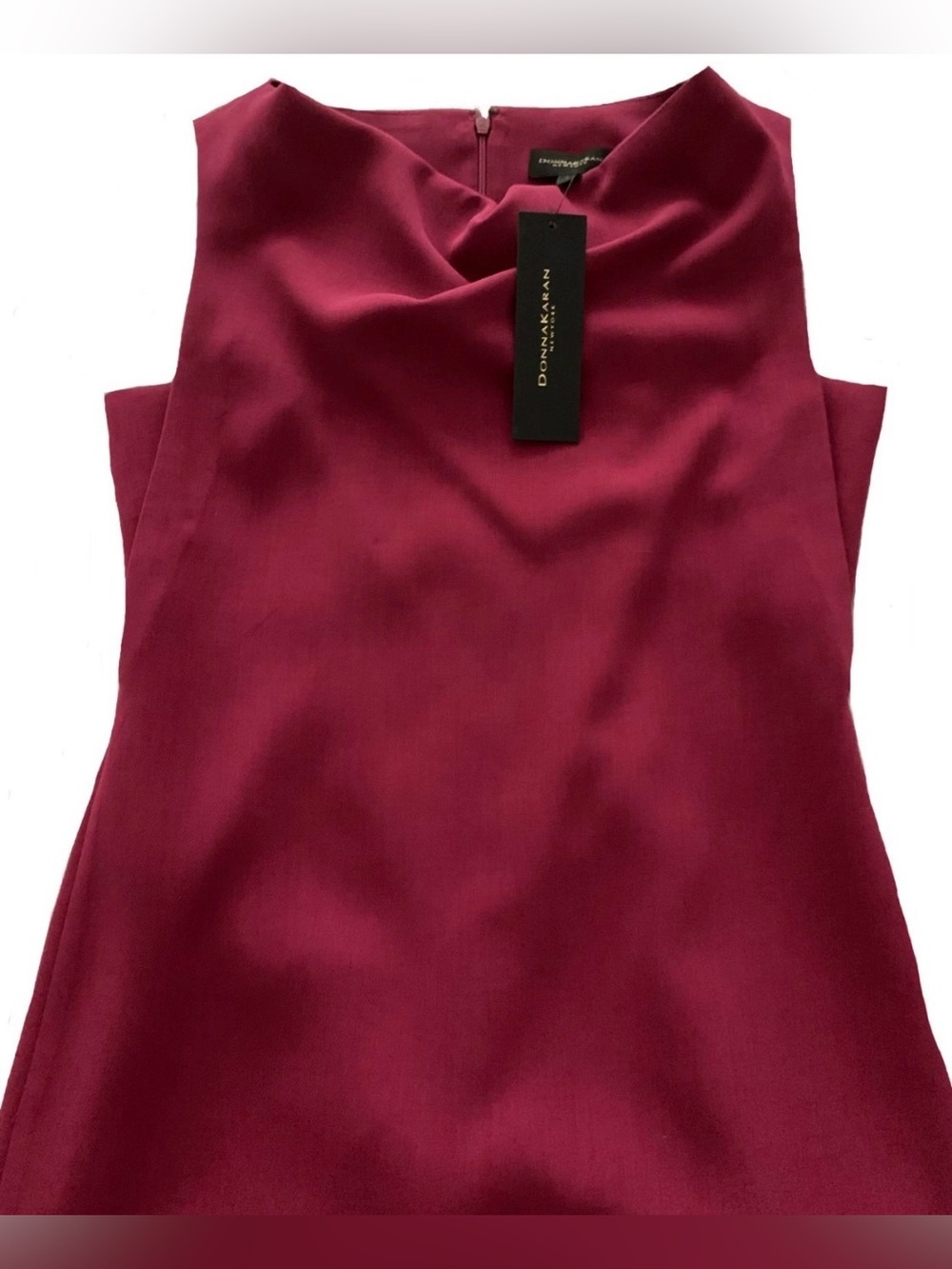 NEW Women's Size 2 Donna Karan Sleeveless Drape Neck Slit Back Fuschia $149 - Picture 3 of 11